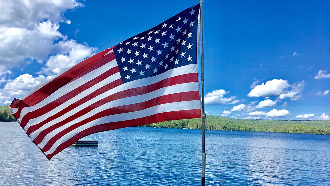 American flag lakeside.
