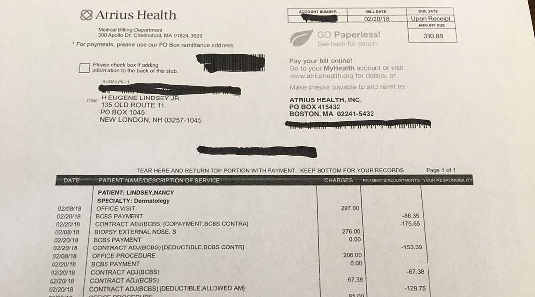 Atrius Health Invoice.